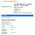 thumbnail image 2 of Front Wiper Blade Insert - Compatible with 1987 - 1995 Ford L8000F 1988 1989 1990 1991 1992 1993 1994, 2 of 2