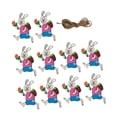 thumbnail image 4 of 10 piezas de conejito de Pascua de madera colgante lindo conejo colgante adorno centro de mesa de escritorio Rosado, 4 of 9