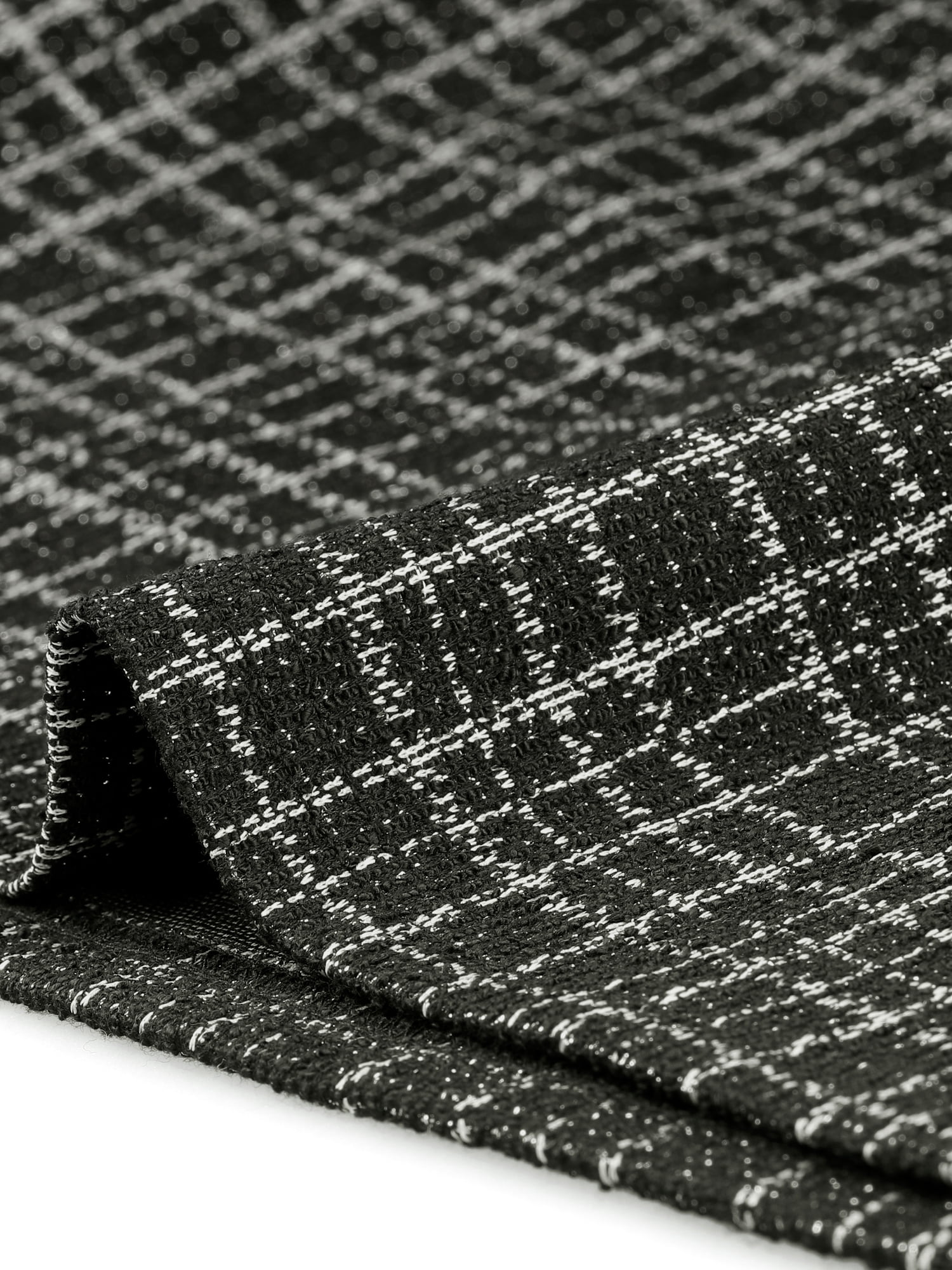 DARING DIVA Tweed Long Sleeves Square Neck Elegant Dress M Black