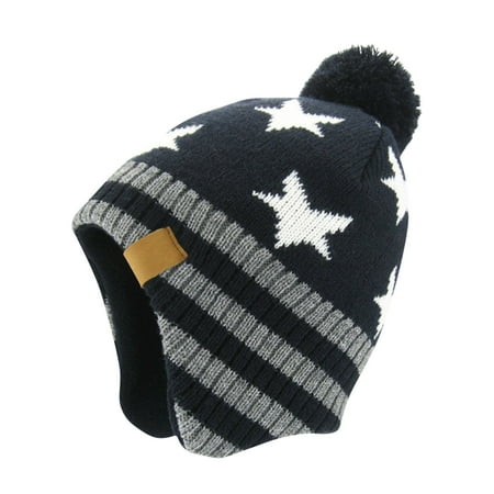 

NAISIBABY Kids Boys Girls Knitted Beanie Hats Winter Warm Comfy Solid Color Ski Caps Navy 8-15T
