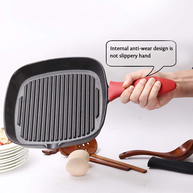 Upgrade Your Cooking with this 1/2pcs Silicone Hot Skillet Handle Cover  Holder - Heat Resistant, Rubber Pot Handle Sleeve Grip Cover for Frying Pans  & Griddles! Silicone Hot Handle Holder, Potholder for