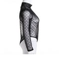 thumbnail image 3 of Combinaison en Dentelle à Mailles Transparentes Noire pour Femmes, Haut à Manches Longues, Col Roulé, Justaucorps, 3 of 6