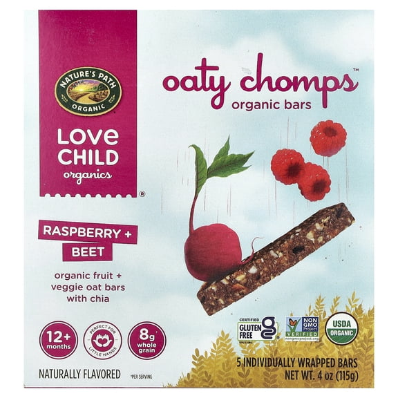 Nature's Path Organic Oaty Chomps Organic Raspberry   Beet Bars 5 Bars