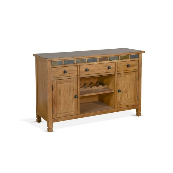 Sunny Designs Sedona Adjustable Shelf Farmhouse Wood Buffet in Rustic Oak