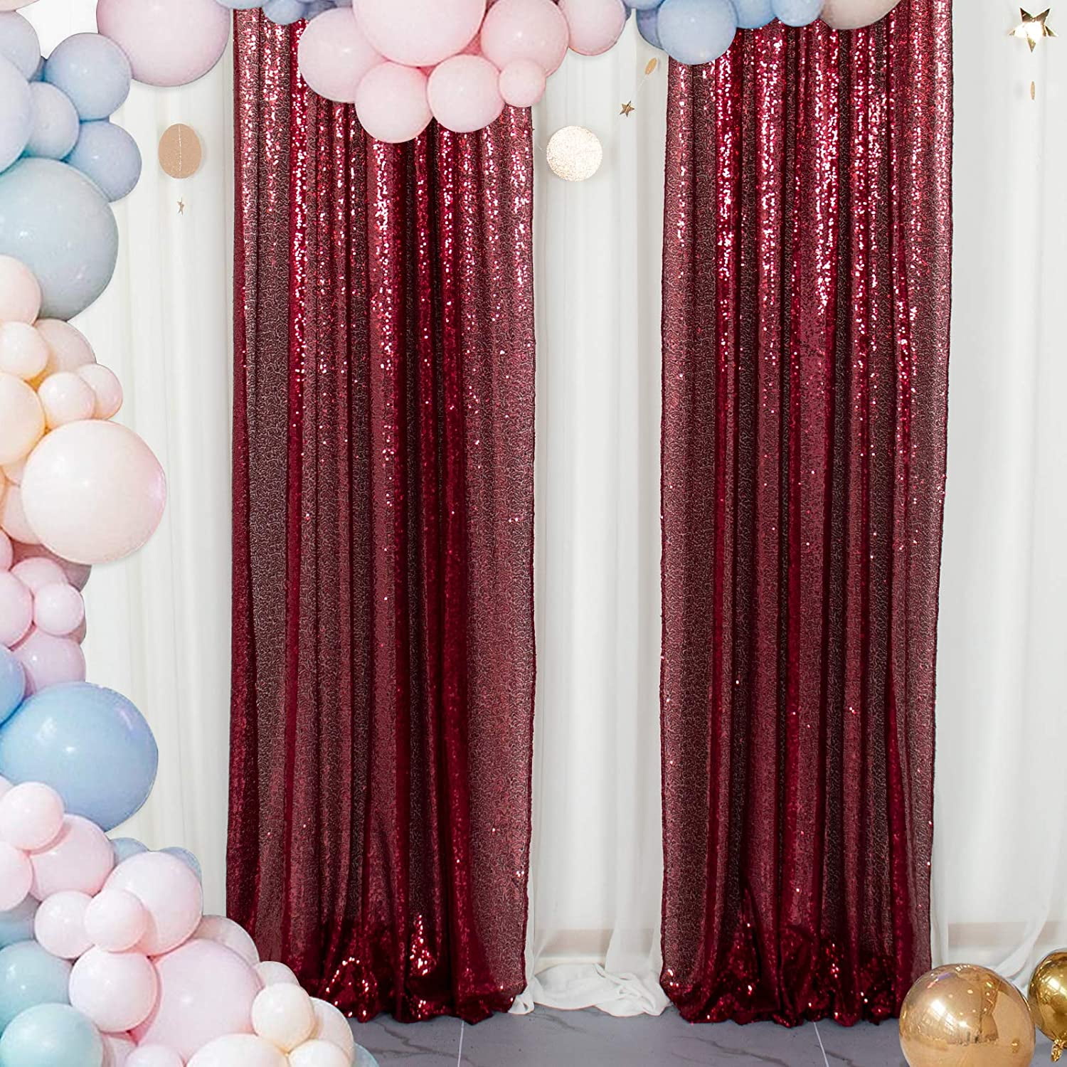 2 Panels Shimmer Sequin Curtain Potography Backdrop Home Party Decor 8ft/7ft/6ft 