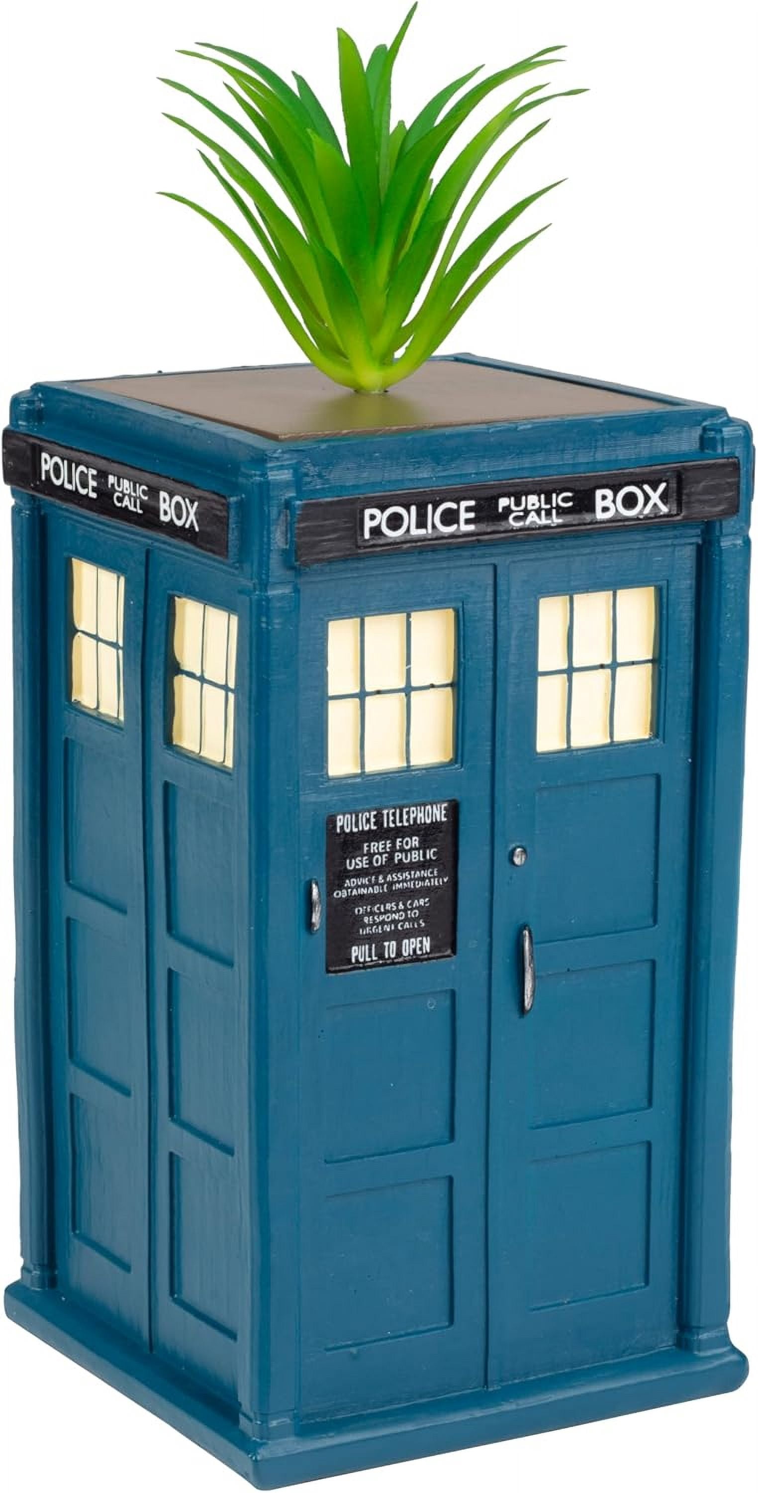 Doctor Who Tardis Indoor Planter for Real & Faux Plants & Succulents, 6" Ceramic - Special Dr. Who Decor for Home, Office - Officially Licensed - Gift for Teens, Adults, Father's Day