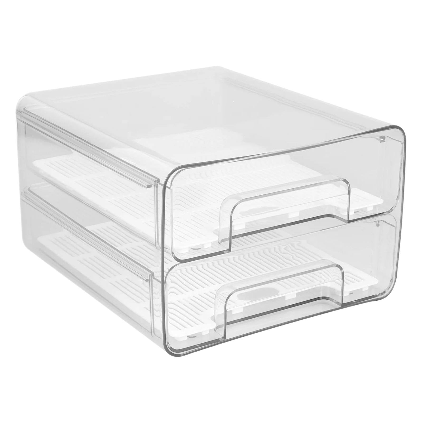 Tswift Stackable Pull-Out Fridge Organizer Drawer with Vent Lid & Drain Tray, Clear Plastic Produce Saver for Fruit, Veg, Deli, Freezer & Pantry, Bpa-Free, 12.5"X6.7"X5.5", 1 Storage Box