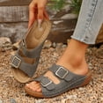 thumbnail image 2 of Horkkom Orthopedic Sandals for Women Casual Wide Width Comfortable Flat Sandals Soft Adjustable Straps Footbed Sandal Dressy Open Toe Walking Sandal Fashion Buckle Beach Sandals, 2 of 10
