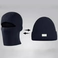 thumbnail image 2 of Winter Knitted Ski Mask, 1-Hole Outdoor Warm Balaclava, Full Face Cover, Thermal Cycling Hat, Knitted Beanie Hat for Man Women, Multifunctional Windproof Balaclava Cap for Outdoors, Navy Blue, 2 of 7