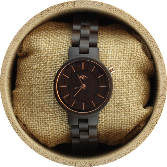 Angie Wood Creations Ebony Women’s Watch With Ebony Bracelet and Dial