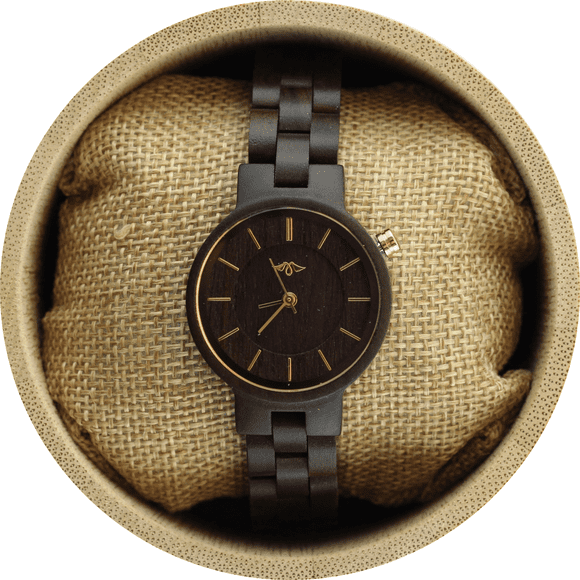 Angie Wood Creations Ebony Women’s Watch With Ebony Bracelet and Dial