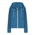 thumbnail image 4 of Hoodies for Women, Womens Zip up Hooded Sweatshirt Thumb Holes, Drawstring Lightweight Thin Full Zip Hoodie Pockets Casual Winter Long Sleeve Fleece Fall Jackets with Zipper Blue M, 4 of 8