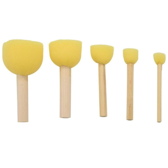 Pack Of 30 Round Foam Sponge Paint Brush Set - Stencil Brush Value Pack - 5 Different Sizes - Great