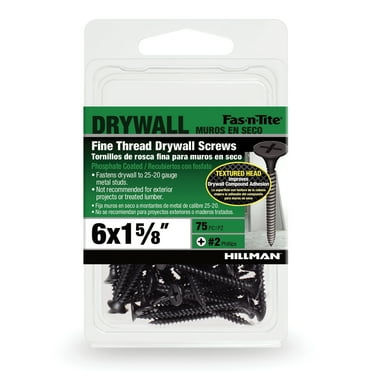 Fas-n-Tite Fine Thread Drywall Screws, #6 x 1-5/8" Interior Screws, Phillips, 75 pack