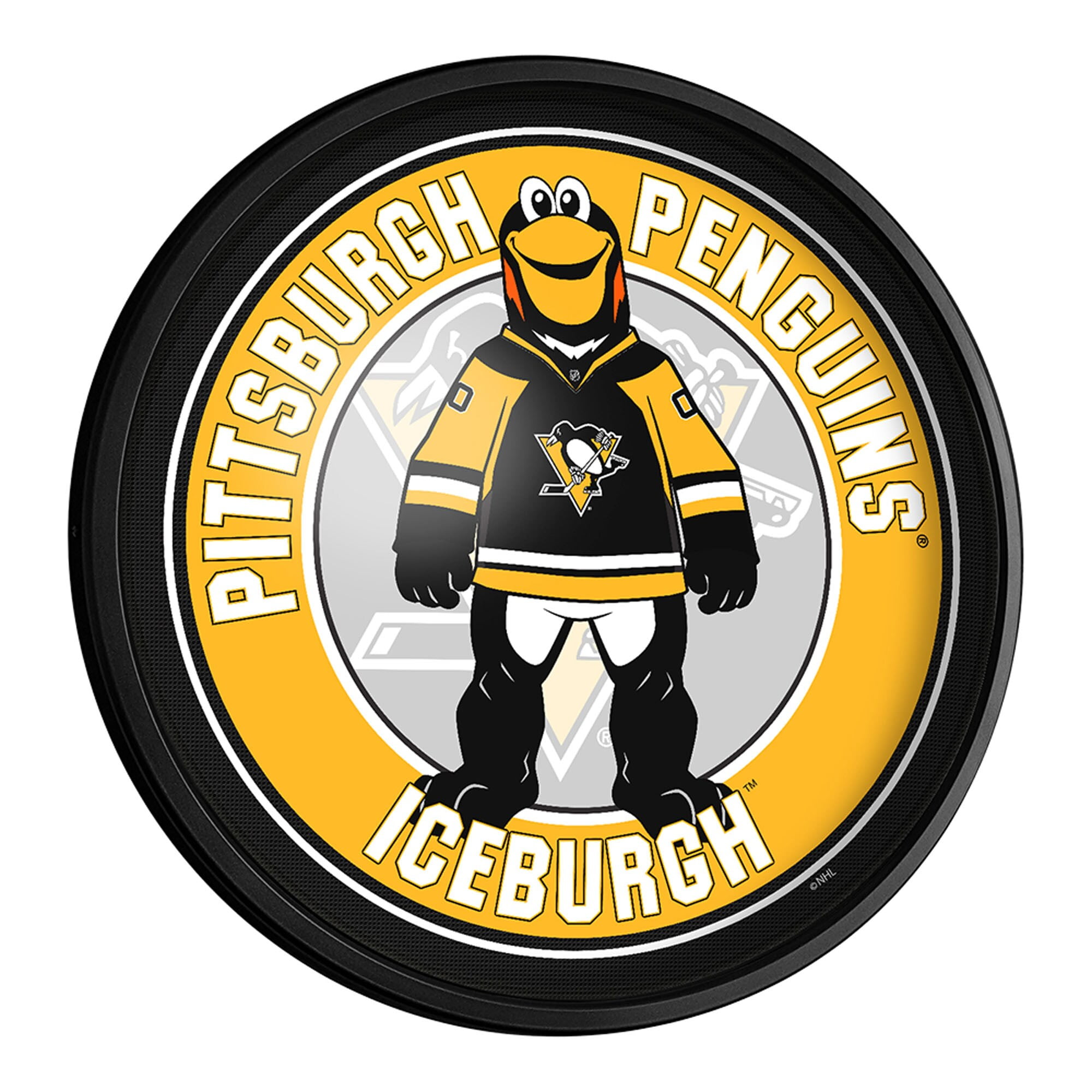 Pittsburgh Penguins Mascot 18'' Round Slimline Illuminated Wall Sign