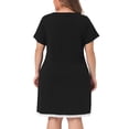 thumbnail image 4 of DARING DIVA Women's Plus Size Soft Short Sleeve Lace Trim Nightgown 2X Black, 4 of 6