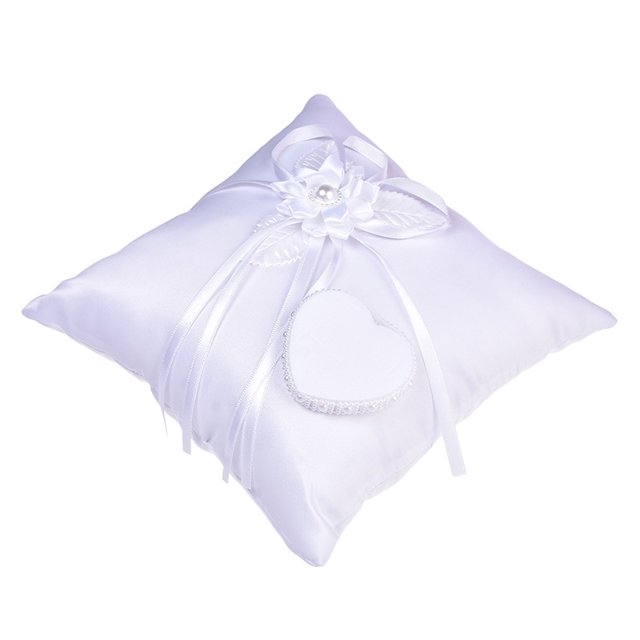 20 cm creativo lazo blanco boda nupcial anillo almohada boda europea y americana boda suministros anillo cuadrado almohada ZefeiWu 8390613038517