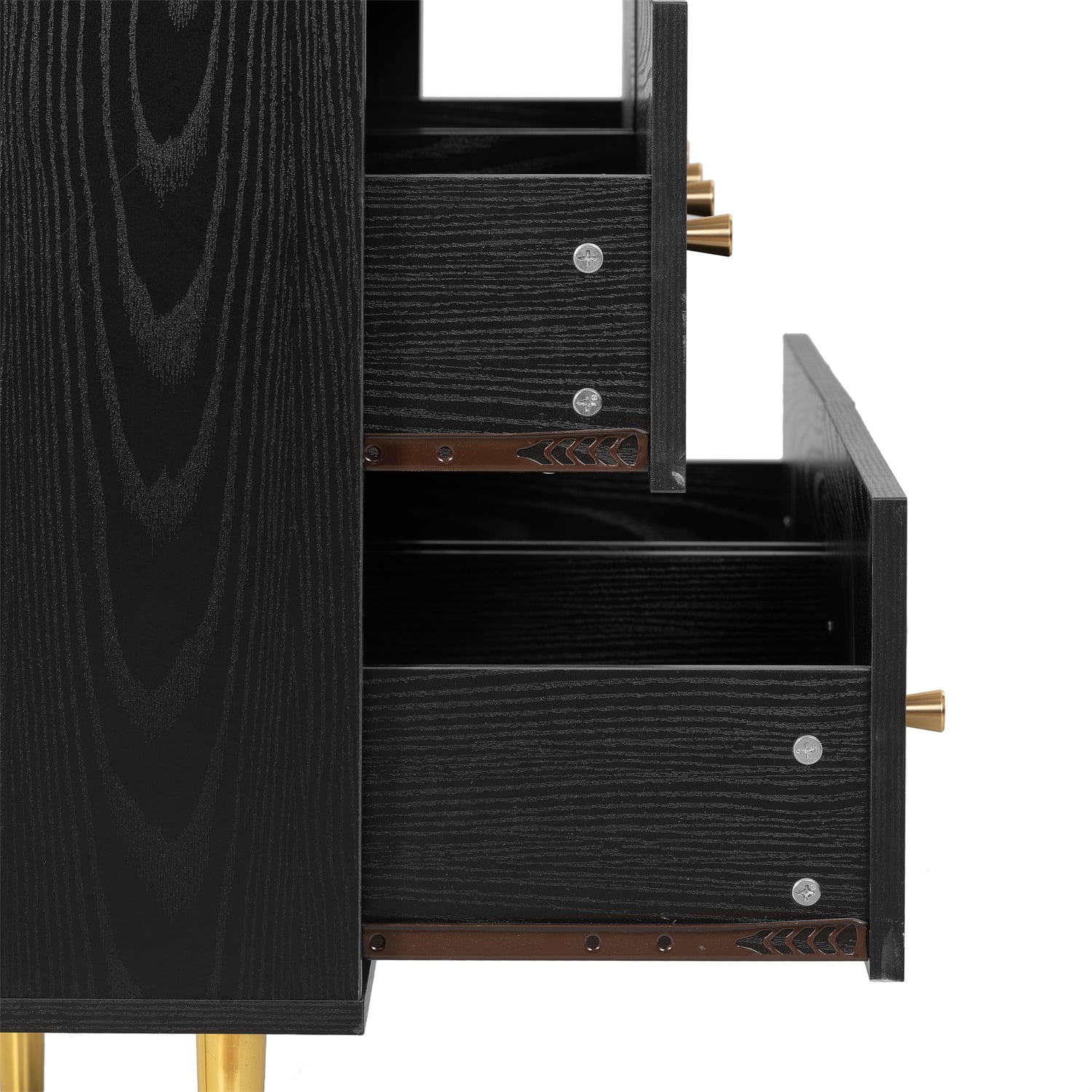 Kadyn 6 Drawer Dresser, Chest of Drawers with Metal legs, Rattan Nursery Dresser for Home Office, Black Kadyn 6 Drawer Dresser, Chest of Drawers with Metal legs, Rattan Nursery Dresser for Home Office, Black