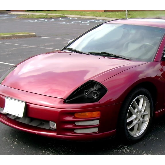 Fit 2000-2005 Mitsubishi Eclipse LED Halo Projector Headlights Lamps Black Smoke