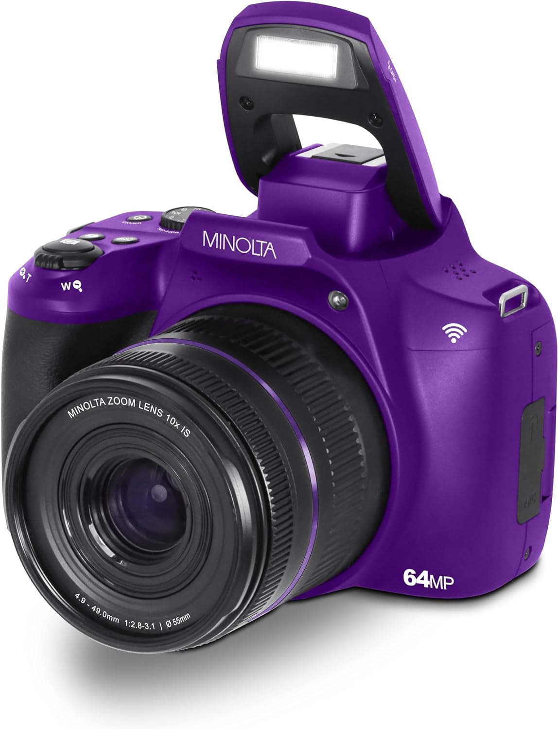 Minolta MNB10Z 64 Megapixel Auto Focus Digital Camera with 10x Optical Zoom, 4K Ultra HD Video Bundle Purple
