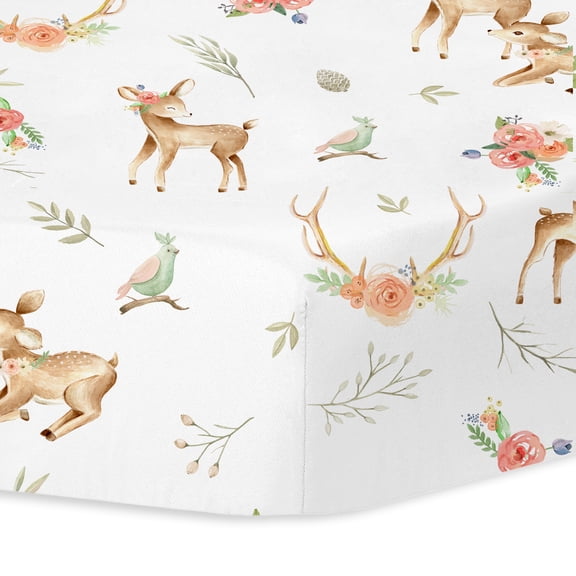 Little Grape Land 100% Cotton Fitted Crib Sheet for Baby Boys Girls, 28"x52" Standard Crib and Toddler Mattresses, Deer