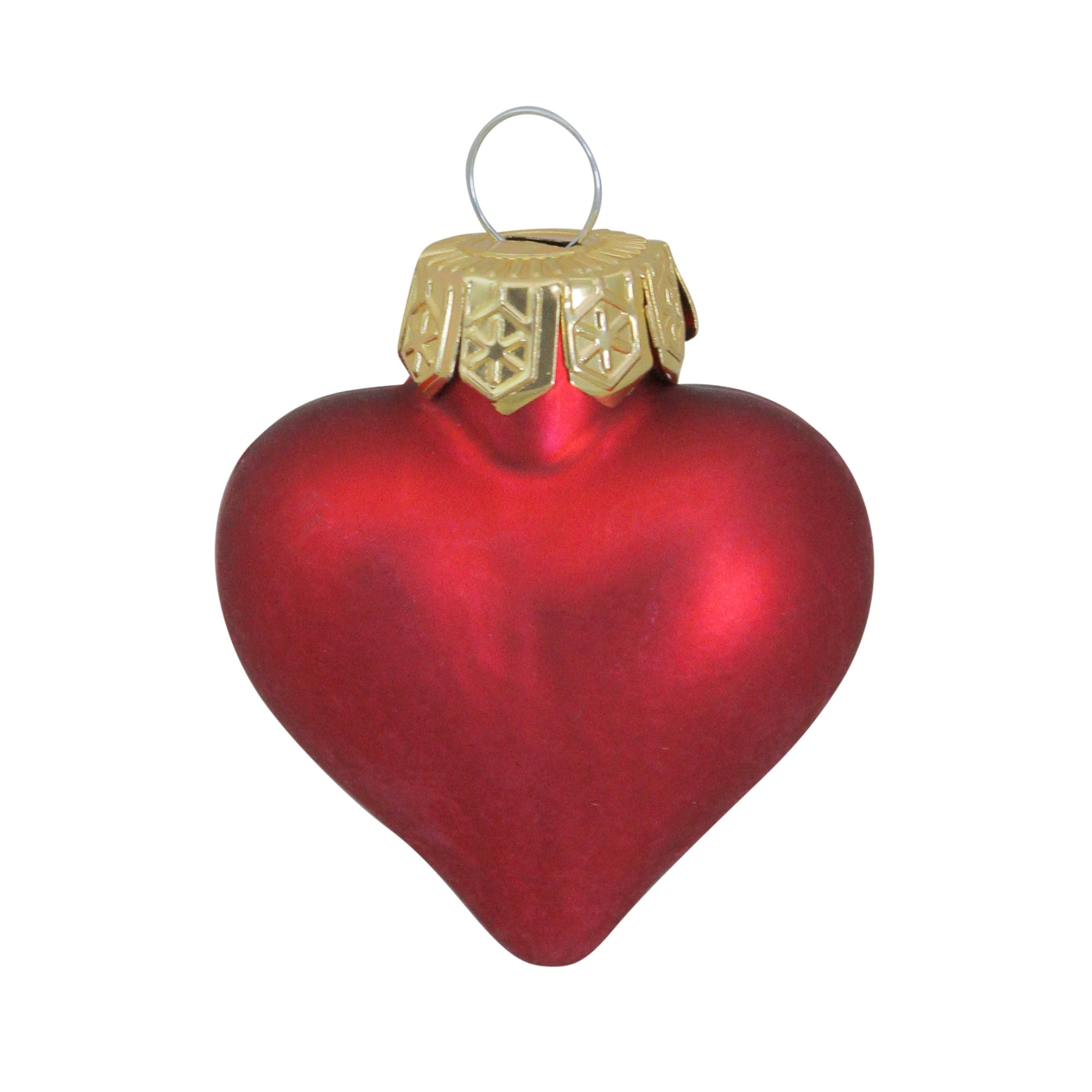 56ct Matte Red Glass Heart Christmas Ornaments 1.75