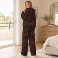 thumbnail image 5 of Polka Dot Set Women Oversized Hoodie and Wide Leg Sweatpants Comfy and Cozy Fleece Sweatsuits Large Kangaroo Pocket 2 Piece Sweat Set For Streetwear Airport Daily Home Wear, 5 of 7