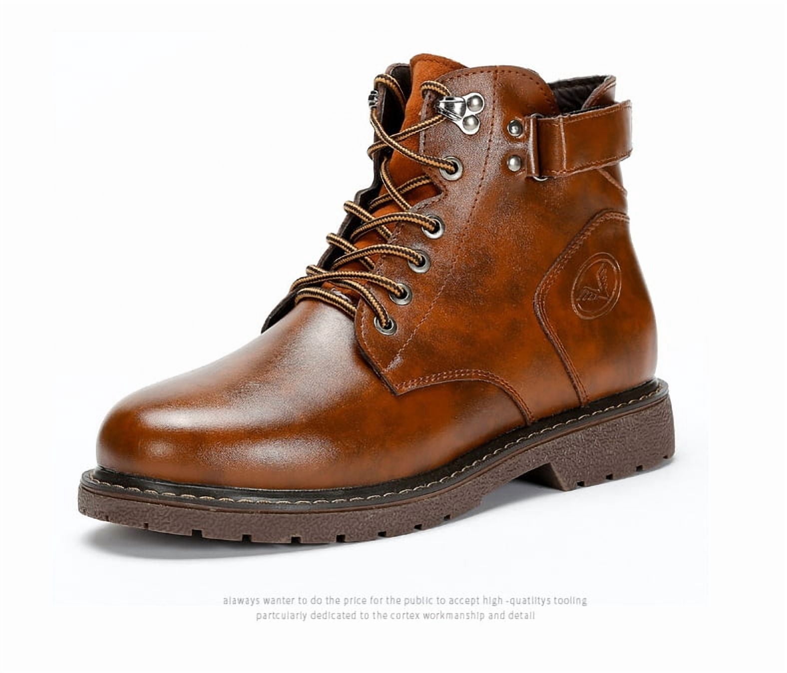 Men\'s Motorcycle Boots Casual Dress Retro Lace-up Boots for Men Riding Boots Mepaouo Mens Chukka Boots Leather Casual Dress Combat  main image 3