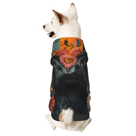 Haiem Sunflower Black Dog for Winter Dog Hoodie Sweatshirts with Pockets Warm Dog Clothes for Small Dogs Chihuahua-X-Small