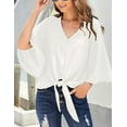 thumbnail image 6 of luvamia Women's Casual Blouses Button-Down V Neck Shirts 3/4 Sleeve White Tops Size XL, 6 of 9
