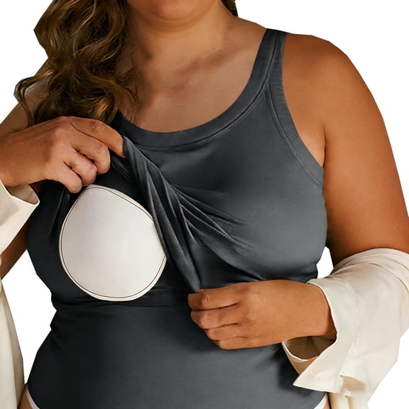 Tank Tops for Women Sleeveless Vest Top with Built in Bra Solid Colour Slim Fit Stretch Camisole Undershirts Casual Summer Ladies Basic Cami Shirts Home Going Out Tops Plus Size L-5XL