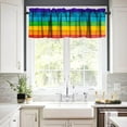 thumbnail image 4 of Rustic Rainbow Wooden Valance Curtain Colorful Farmhouse Multicolor Wood Country Rod Pocket Valance Window Treatments 1 Panel Short Curtains for Kitchen Living Room Decor 54x18 in, 4 of 5