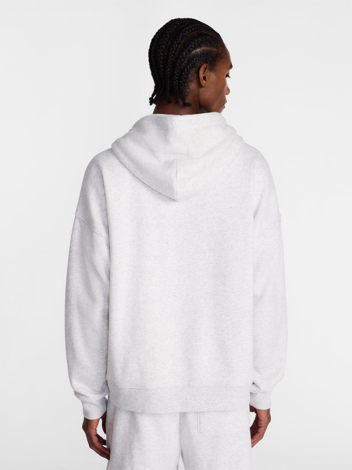 No Boundaries Boxy Fit Oversized Fleece Hoodie with Long Sleeves, Men's XS-4XLT