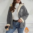 thumbnail image 2 of VBVC No Boundarie Women's Sherpa Lined Hoodie Jacket,Ladies Winter Oversized Sweatshirts,Thick Zip Up Coat For Women,Gray,Size M, 2 of 7