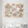 thumbnail image 1 of Henna Tapestry, Flowers and Paisley Pattern Doodles in Various Shapes and Designs Monochrome Image, Wall Hanging for Bedroom Living Room Dorm Decor, 80W X 60L Inches, Tan Brown, by Ambesonne, 1 of 2