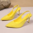 thumbnail image 4 of Miluxas Women's Slingback High Heels Pointed Toe Stilettos Metal Buckle Dress Party Leather Pump Shoes Yellow 9(42), 4 of 9