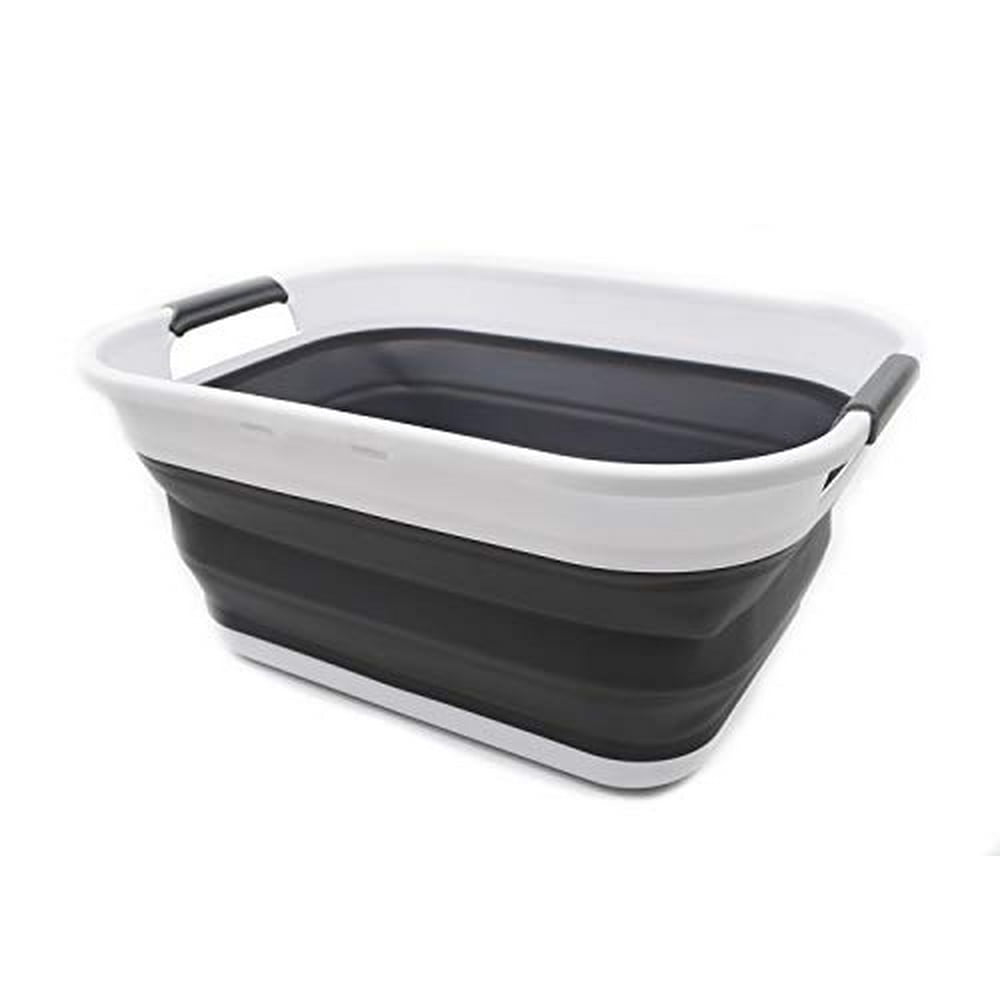 SAMMART Collapsible/Foldable/Pop Up/Portable Washing Tub (1, White/Grey