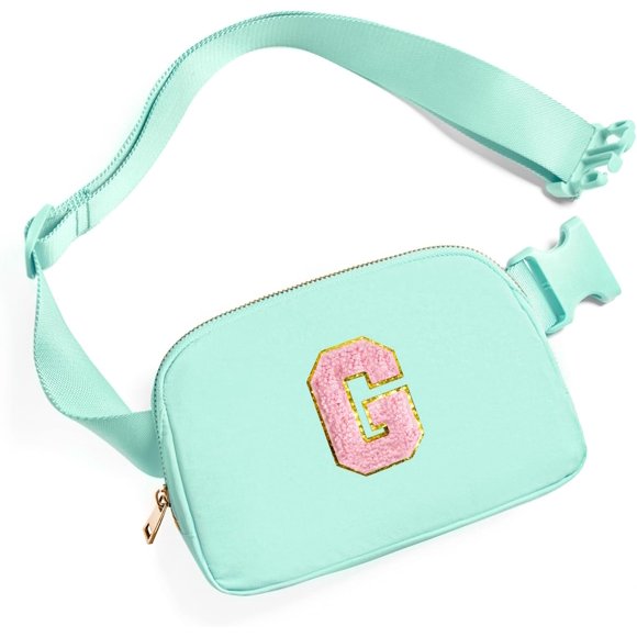 shiyou-Belt Bag Fanny Pack Crossbody Bags with Initial Letter Patch Cute Stuff Birthday Gifts for Teenager Girls Trendy Preppy Stuff for Teen Girls Cool Stuff for Teens, Mint Green, G