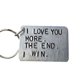 thumbnail image 1 of Te amo más al final gano divertido llavero de cumpleaños Un regalo personalizado para él/ella no es fácil de Plata 1PC Sailing Electrónica, 1 of 1