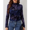 thumbnail image 2 of JGNGSHN Womens Dressy Casual Floral Lace Tops Long Sleeve Shirts Mock Neck See Through Blouses, 2 of 8