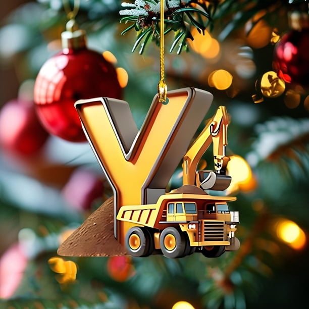 26 Letters Building Vehicle Christmas Decorations Christmas Tree Pendants
