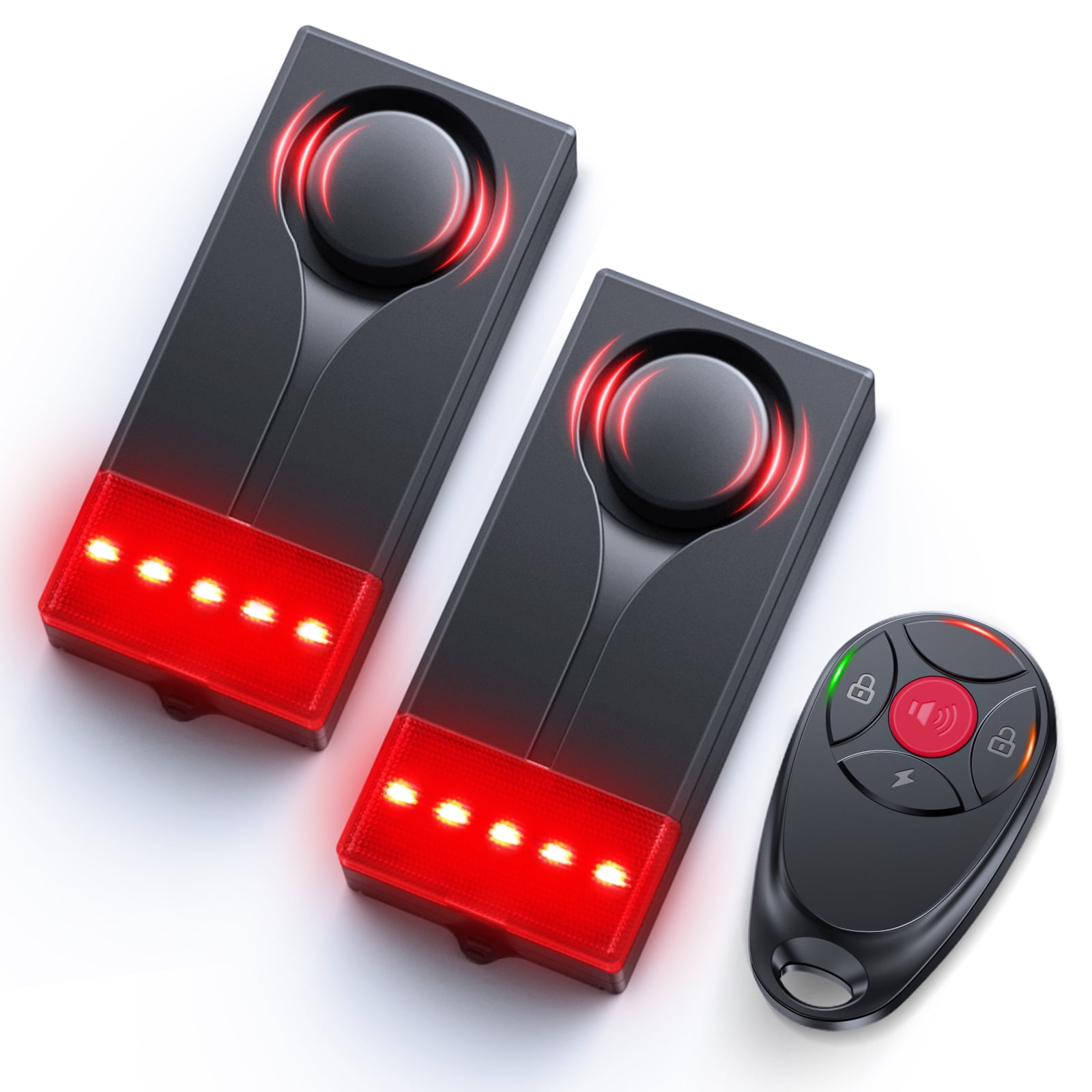 108dB Car Alarm System, Car Anti-Theft Vibration Sensor Alarm & Red Light, Wireless Remote Anti Theft Vehicle Device with Magnetic Install Design for RV, SUV, Truck