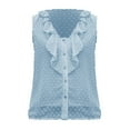 thumbnail image 5 of Ersazi Womens Tank Tops 2024 Summer Women's V Neck Sleeveless Lace Dots Shirts Blouses Vintage Elegant Tops Blue M, 5 of 9