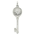 thumbnail image 4 of 925 Sterling Silver Polished Cubic Zirconia Key Pendant Necklace 49x14mm Wide Pendant for Women, 4 of 4