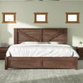 thumbnail image 4 of Merluxy King Size Farmhouse Bed Frame with Barn Door Headboard, Platform Bed Frame with Wood Slats, Under Bed Storage Space, Reclaimed Barnwood, 4 of 8