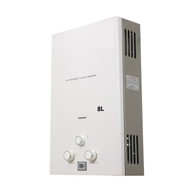 8L Tankless Propane Gas Water Heater 16KW LPG Instant Hot Water Heater Boiler LED Display Outdoor Camping With Shower Head Kit ,Compact Design