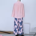 thumbnail image 5 of Womens 2 Piece Outfits Dressy Casual Long Sleeve Collared Shirt and Wide Leg Trouser Pant Loose Sets with Prints (XL, Pink), 5 of 6
