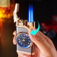 thumbnail image 6 of Taicans Double Flame Cigar Lighter with Quartz Watch - Windproof Blue Jet Flame,Refillable Butane Torch Lighter,Unique Design Gift for Men,Father's Day Birthday Present (2.95x1.5x0.67in), 6 of 6