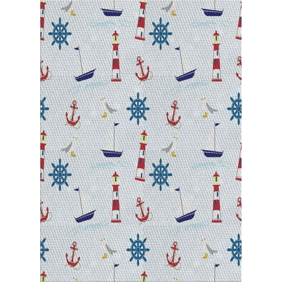 Ahgly Company Machine Washable Indoor Rectangle Transitional Water Blue Area Rugs, 2' x 4'