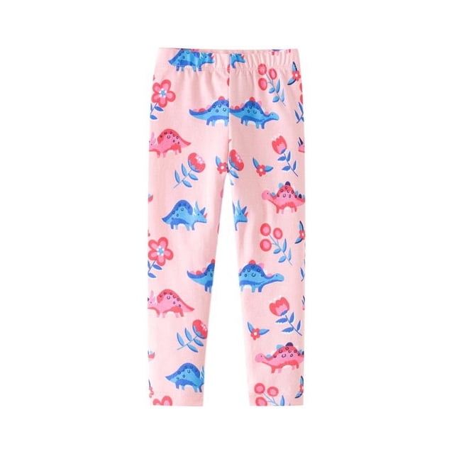 Odeerbi 2-7 Años Mallas de Algodón Para Niñas Pantalón Elástico Con Estampado de Dinosaurio Pantalón Cómodo, Suave Y Transpirable